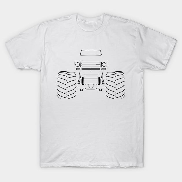 Monster truck IH Scout black outline graphic T-Shirt by soitwouldseem